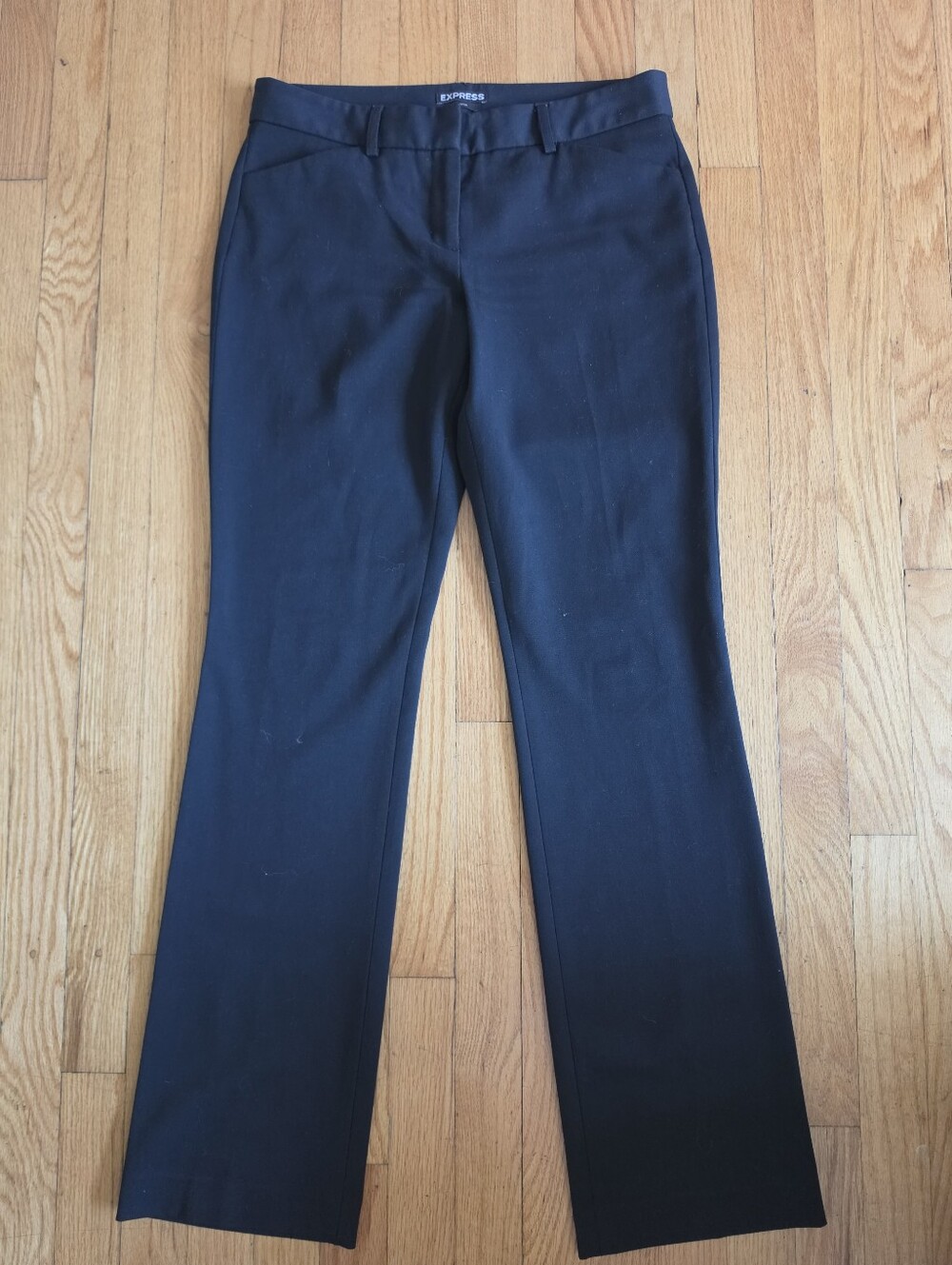 Express Editor Mid Rise Flare Trouser Pants Black Sz 4R